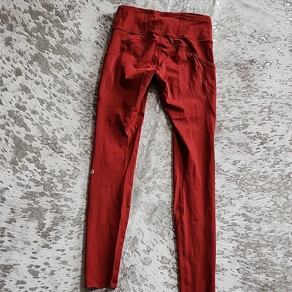 Lululemon Fast & Free Full Length Tight 28 Dark Sport Red Sz6